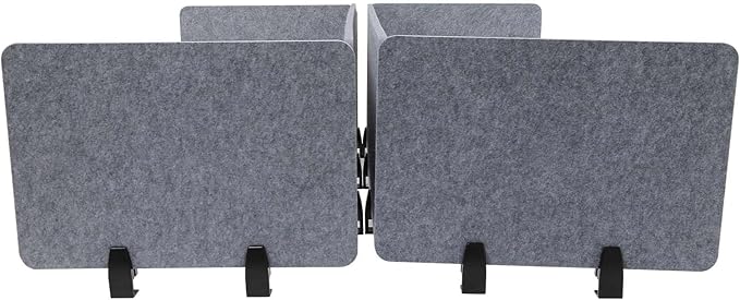 ReFocus Raw Clamp-On Acoustic Desk Divider Mounted Privacy Panel Set – Reduce Noise & Visual Distractions for Office, Study (Castle Gray, 2× Long (59"×16") + 4× Short (23.6"×16"))