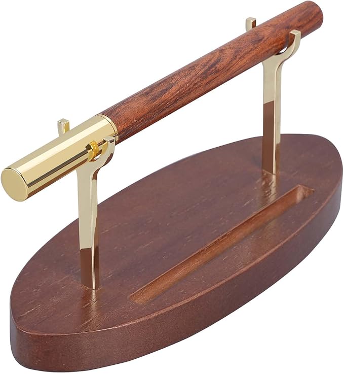 Htoxsdc Pen Holder Desk Organizers and Accessories Desk Decor ，Exquisite Wooden Pen Holder ，with a Cool Pen and Two Refills for Office and Home (Style B)