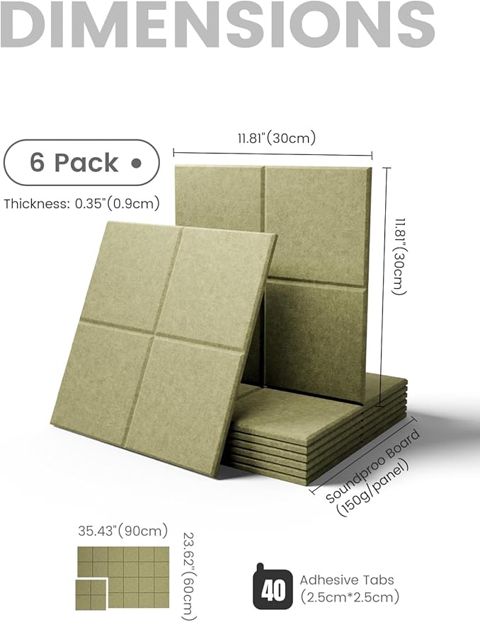 Fluxynara Large Felt Bulletin Board 36" x 24"Cork Board Alternative-6 Pack with 40 Safe Removable Adhesive Tabs, Cork Boards for Walls Cork Board for Home Office Classroom Pin Board-Olive Green