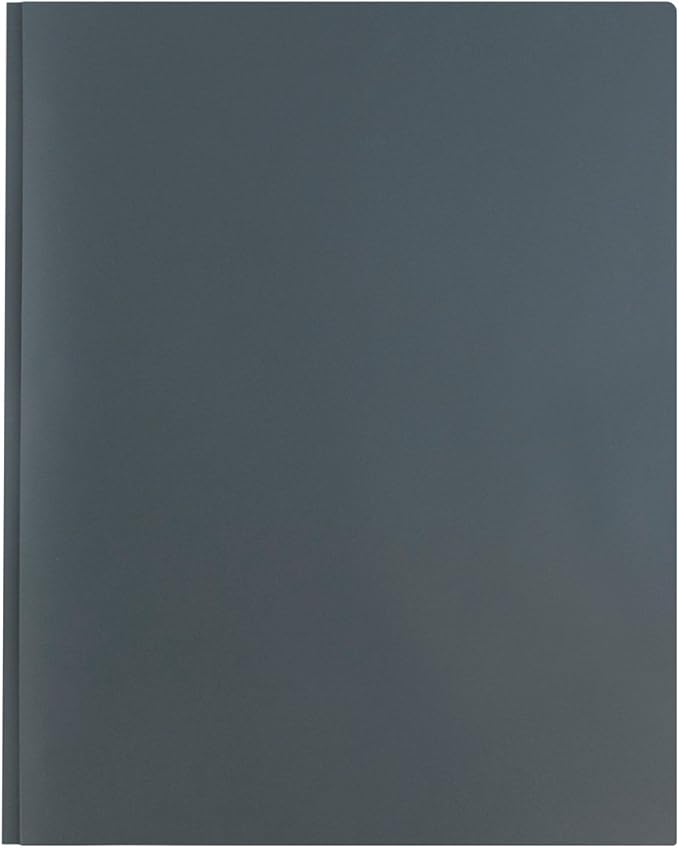 JAM PAPER Plastic Color POP Folders - 2 Pocket Durable Folders with Metal Prongs Fastener Clasps - Grey - Bulk 96/Pack