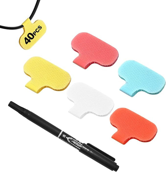 SZ.haitun 40 Pack Cable Labels Tags, Multi-Color Write On Wire Cord Tags and Charger Labels Waterproof for Cable Management and Identification Electronics (Oval)