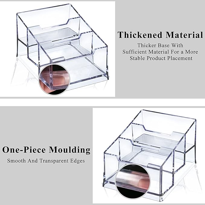 Meschett 3 Pack Clear Acrylic Business Card Holder,3 Tier Premium Acrylic Clear Business Card Holder Stand for Desk Fits 150 Business Cards