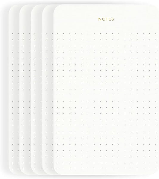 Pinesman - Elegant Desk Notepads for Professionals, Executive's Memo Pads, Minimalist, Gold Foiled, Dotted Layout, 5 Pack, 375 Sheets Total (75 Each), 6.3" x 3.9”, 80 GSM, Eco-friendly, FSC™ Certified