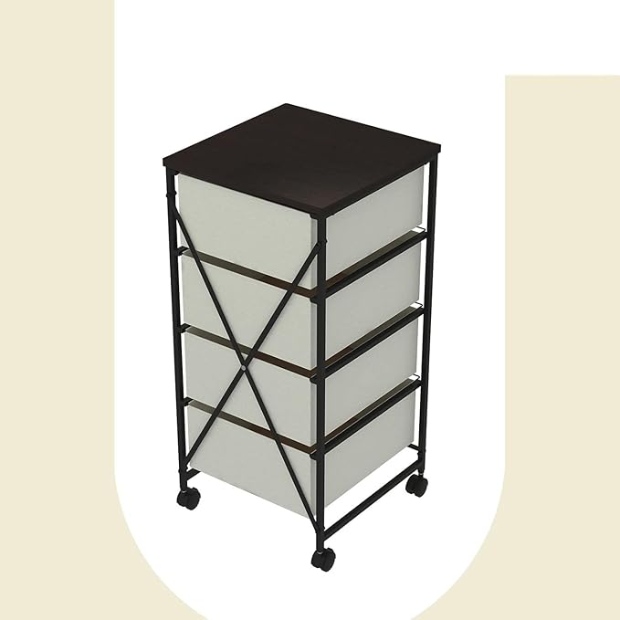 CASUNER Small Cabinet with Drawers Rolling 4 Drawer Mobile File Cabinet for Home Office Storage and Organization, Fabric Vertical Under Desk Storage for A4/Letter Files(