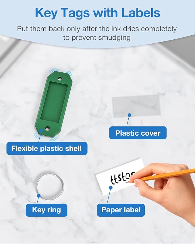 ttstar 20 Pack Hexagon Key Label Tags – Colorful Plastic Key Tags with Rings, Writable Inserts, Ideal Keychain ID Labels for Keys, Bags, USBs, Pets, and Item Identification