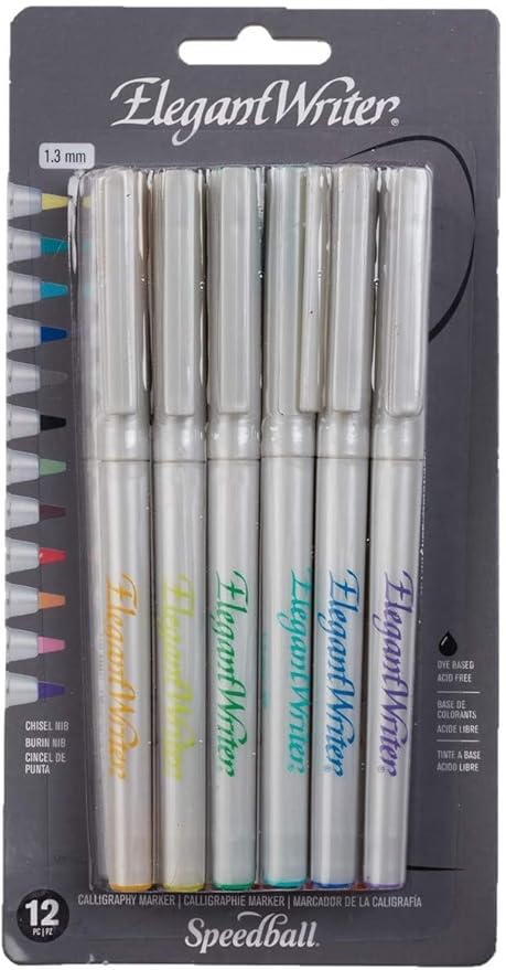 Speedball Art Products Elegant Writer Calligraphy Marker Set (12 Pack), 1.3mm (2821)