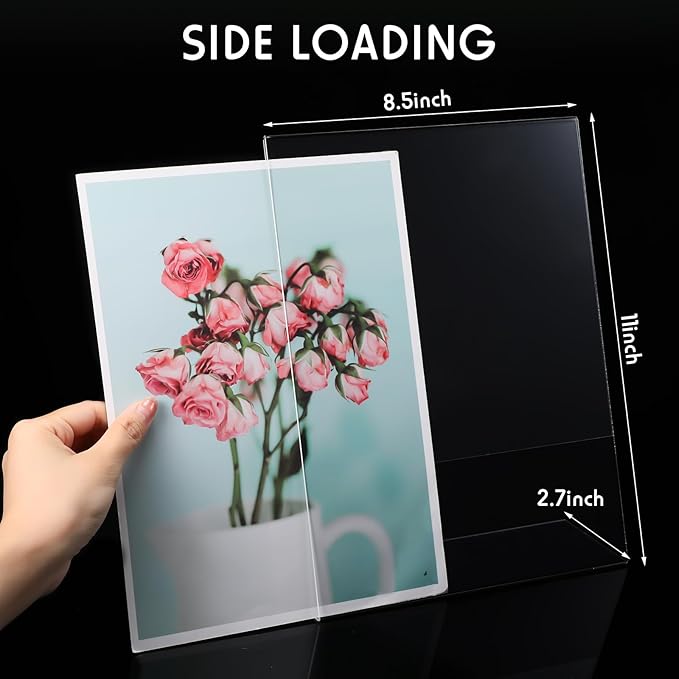 Jetec 20 Packs 8.5 x 11 Acrylic Sign Holder Clear Plastic Frames Acrylic Display Stands Vertical Slanted Back for Displaying Signs and Menus