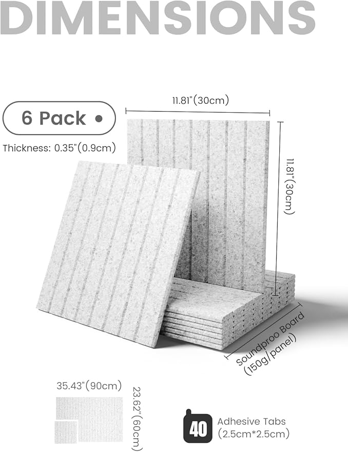 Fluxynara Large Felt Bulletin Board 48" x 36" Cork Board Alternative - 6 Pack with 40 Safe Removable Adhesive Tabs, Cork Boards for Walls for Home Office Classroom Pin Board-Light Gray