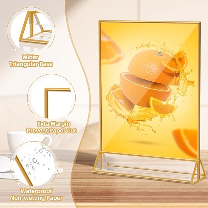 PPH-Sisy Acrylic Sign Holder 8.5X11 Double Sided Table Flyer Holder , Plastic Acrylic Display Stand for Home Office Shop Restaurant (12pcs)