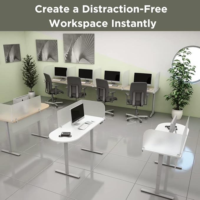 Desk Divider for Students and Desk Privacy Panel. Office Partitions and Ideal Cubicle Light Shield. Frosted Acrylic Clamp-on Desk Partition - 60” W x 22”H Divider