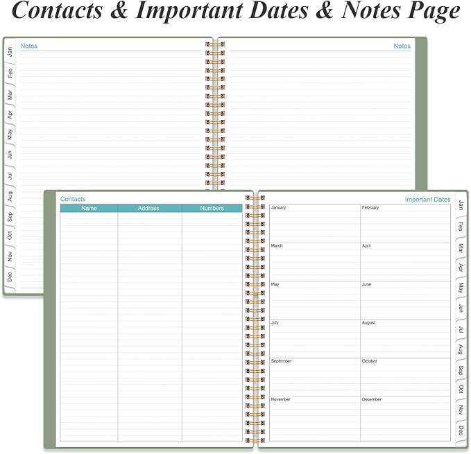 2026 Planner - Weekly Monthly Planner 2026 from January 2026 to December 2026 with 12 Monthly Tabs, Flexible Cover, Inner Pocket, 8.5" x 11", Green