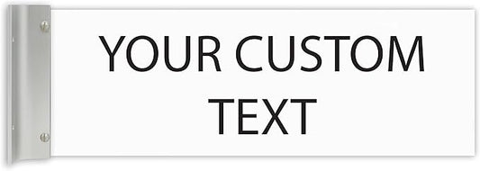 ALPHA DOG SIGNS Custom Projecting Hallway Nameplate, 4"x12" Double-Sided Business Sign, Personalized 2-Line Text, Indoor Outdoor, Easy Install, Durable, Made in USA (White)