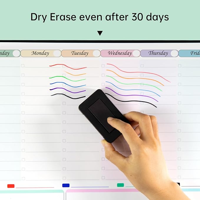 Magnetic Dry Erase Weekly Planner Whiteboard Monthly Calendar for Fridge, Schedule Board, Menu Board, to DO and Chore List for Family