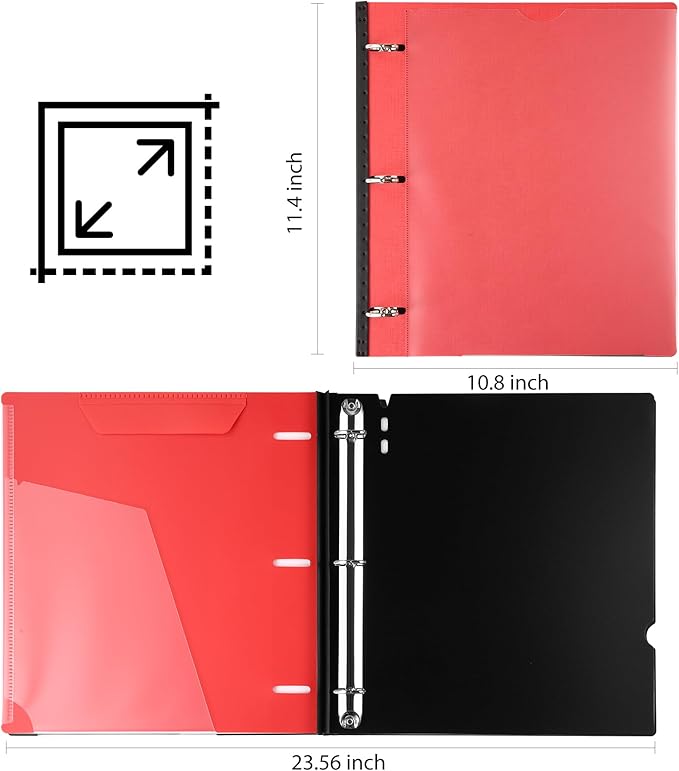 MAKHISTORY 1 Inch Telescoping 3 Ring Binder-4PCS, Flexible Binder with Customized Front Cover, Holds 225 Sheets, School Office Supplies, 4 Colors