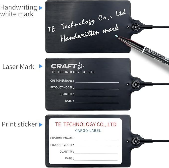 100 Black Plastic Tags Shipping Tags Water Proof Tags for Labeling Shipping Labels Security Seals Writable Marker Ties Hanging Tags Storage Tag with One Marker Pen, 252*58 mm