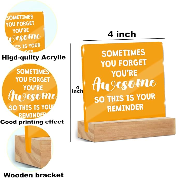 Motivational Reminder Quotes Desk Decor Acrylic Sign, Inspirational Appreciation Gifts for Women Men Coworkers Friends, Positive Affirmations Desk Accessories Signs for Table Top Cubicle Office Decor