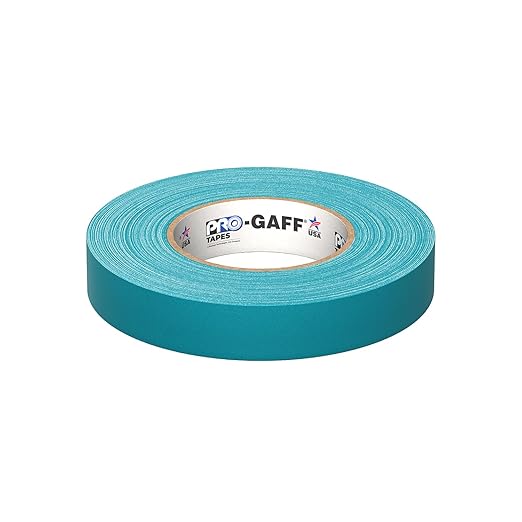 1" Width ProTapes Pro Gaff Premium Matte Cloth Gaffer's Tape With Rubber Adhesive, 11 mils Thick, 55 yds Length, Teal (Pack of 1)