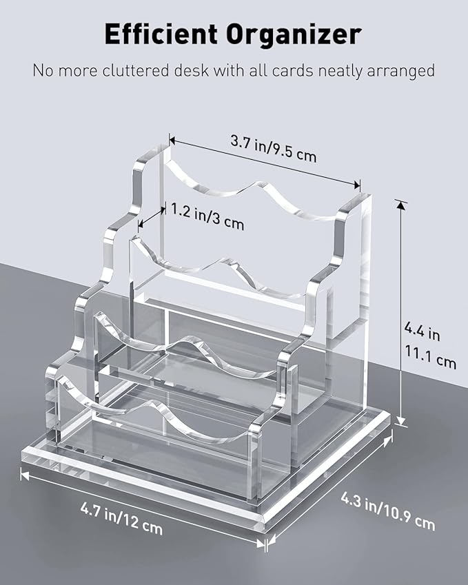 Uniclife Acrylic Business Card Holder for Desk 3 Slots Clear Horizontal Business Card Display Stand for Men & Women Desktop Name Card Organizer Card Stand for Office Home Exhibition, 180 Card Capacity