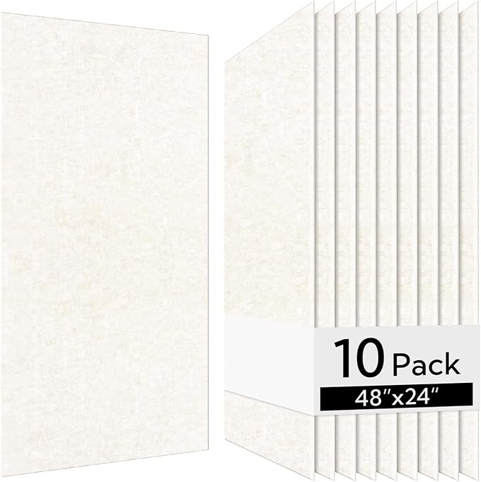 Olanglab Acoustic Wall Panels 10 Pack, 48 x 24 per Acoustic Panels Sound Absorbing, Sound Panels for Home Studio and Office, Plain Light Beige