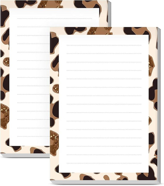 SXboxing Sticky Notes 4X6 Inches, 2 Pack Large Cute Self-Stick Pads, Bright Funny Memo Pads Easy to Stick for Home, Office White Gold Leopard