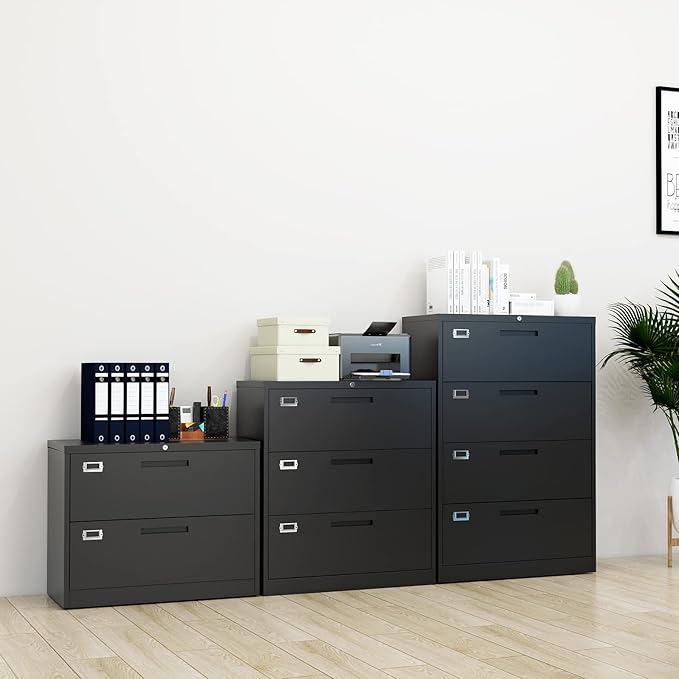 Fesbos Lateral File Cabinet with Lock, 4 Drawer Large Metal Filing Cabinet,Home Office Lockable Storage Cabinet for Hanging Files Letter/Legal/F4/A4 Size-Assembly Required