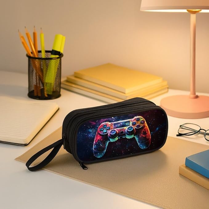 HiGaits Pencil Case for Boys,Multi-Slot Large Capacity Pencil Pouch with Soft Zipper, Durable Pen Box Game Controller