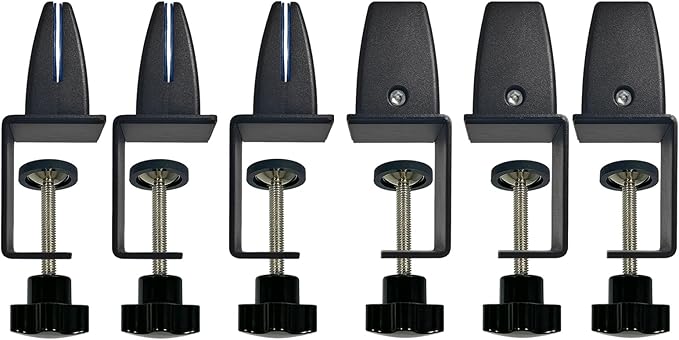 Jhanw Sneeze Guard Support Clips for 1/8" to 0.51" Thick Panel, Adjustable Desk Divider Clips, Aluminum Desk Partition Clamp, Acrylic Plexiglass Partition Clips Black, Desk Privacy Panel Clamps 6 Pack
