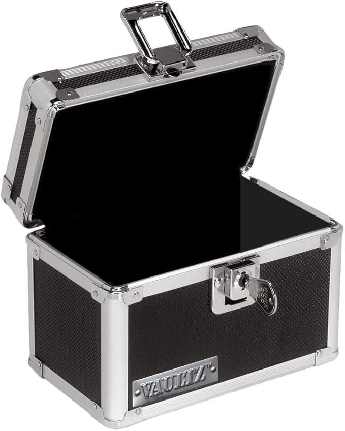 Vaultz VZ01169 Locking Index Card File with Flip Top Holds 350 3 x 5 Cards, Black