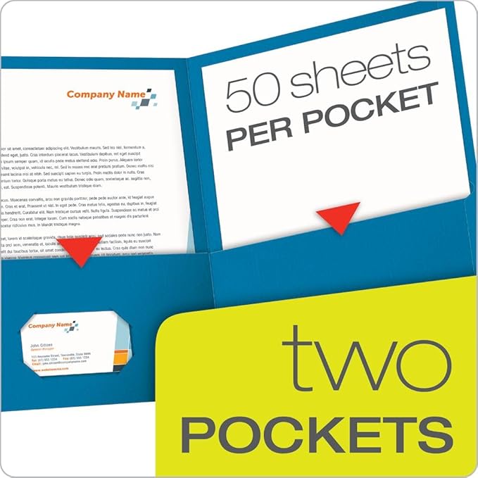 Oxford Twin-Pocket Folders, Textured Paper, Letter Size, Light Blue, Holds 100 Sheets, Box of 25 (57501EE)