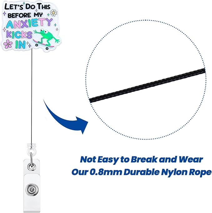 Let's Do This Before My Anxiety Kicks In Funny Skateboarding Frog Nurse Badge Reel, Cute Retractable ID Card Badge Holder, Name Tag Badge Clip for RN CNA LPN Nurse Nursing Student Doctor Social Worker