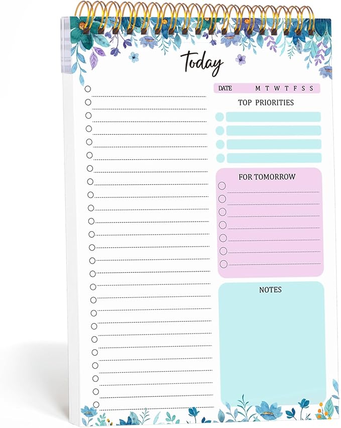 Thboxes 60 Pages To Do List Notepad, 6.7” X 9.8” To Do List Notebook Tear Off for Work Woman & Man Task Planner Notebook for Office School Task Checklist Pad Blue