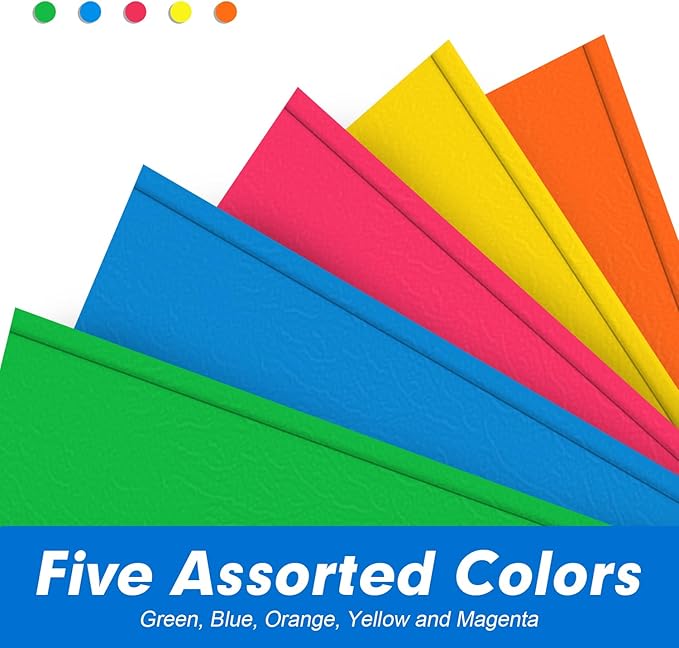 Two Pocket Folders, RAZCC 100 Pack Two Pocket with Prongs, 3 Prong Folders Fit Letter Size Paper, Pocket Paper File Folders for School Office Home Business, Assorted 5 Colors
