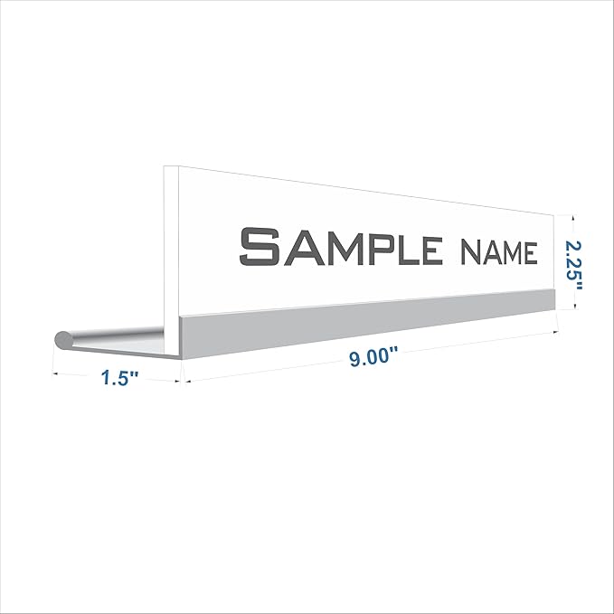 Printex Design - Personalized Office CUBICLE Name Plate & Sign. Modern Aluminum Holder - 4 Plate Colors (Frosted Translucent)