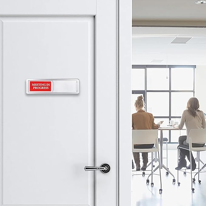 Meeting in Progress or Vacant Door Sign, Sliding Status Indicator Sign for Office, Conference Room, Home, Hospital, Hotel – Magnetic Adhesive Acrylic Privacy Signs