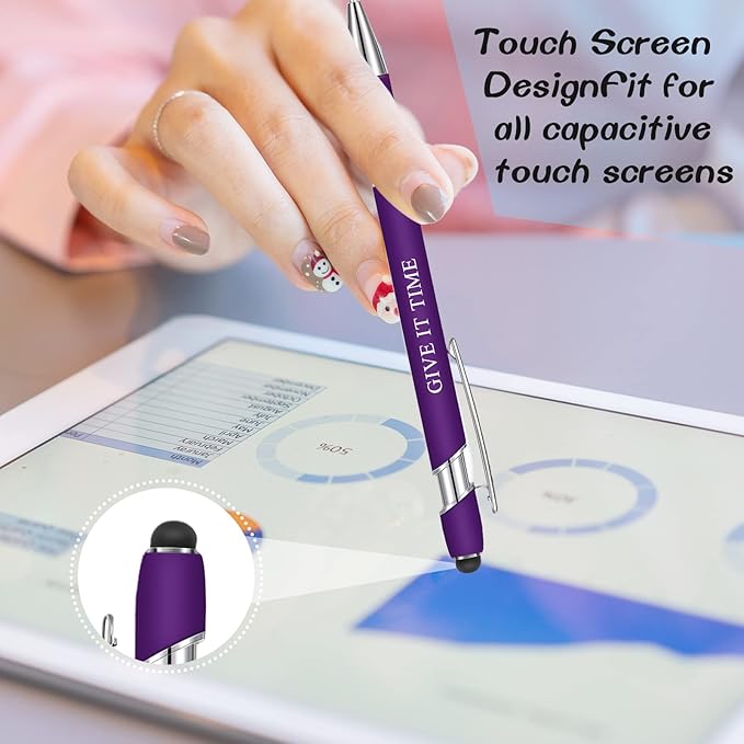 Zonon 12 Pcs Inspirational Pens Bulk Funny Ballpoint Pen with Stylus Tip Motivational Gifts for Valentine's Day Teacher Coworkers Nurse School Office Supplies(Pink Purple Colors,Boss Lady)