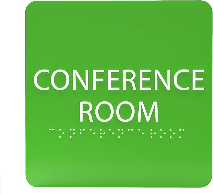 ADA CENTRAL SIGNS - 6" X6" Conference Room Sign- ADA Compliant Tactile Graphics Grade 2 Braille Text Acrylic Wall Signs - Authorized Personnel Only, Meeting Privacy Door Sign for Schools, and Offices
