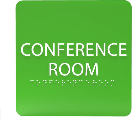 ADA CENTRAL SIGNS - 6" X6" Conference Room Sign- ADA Compliant Tactile Graphics Grade 2 Braille Text Acrylic Wall Signs - Authorized Personnel Only, Meeting Privacy Door Sign for Schools, and Offices