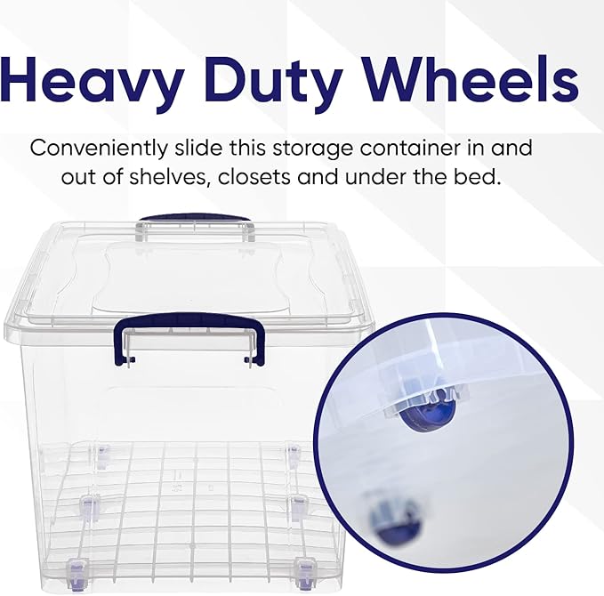 Superio Storage Bins with Lids, Clear Plastic Containers for Organizing, Stackable Totes, BPA Free, Odor Free, Organizer Boxes for Home, and Dorm (2 Pack, 44 Quart)