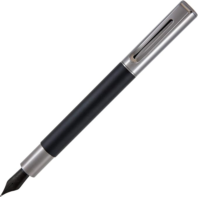 Monteverde USA Ritma Fountain Pen in Black – Fine Nib Smooth JoWo Stainless Steel Refillable Ink Cartridge/Converter – Ideal for Everyday Writing & Journaling
