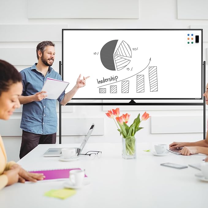 Large Dry-Erase Rolling Magnetic Whiteboard - 70 x 36 Inches White Board Height Adjust Double Sides Mobile Portable Easel on Wheels, Dry Erase Board with Stand for Office, Home & Classroom