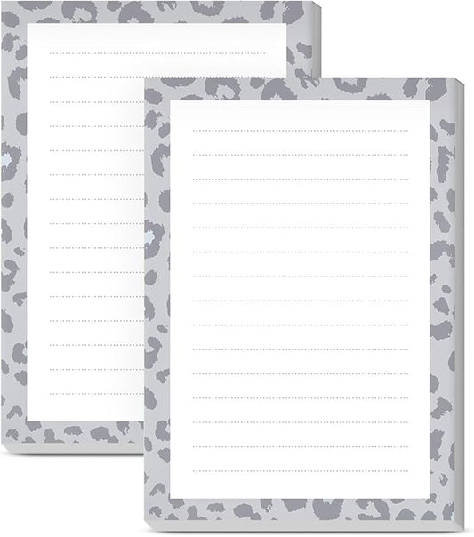 SXboxing Sticky Notes 4X6 Inches, 2 Pack Large Cute Self-Stick Pads, Bright Funny Memo Pads Easy to Stick for Home, Office Grey Cute Leopard