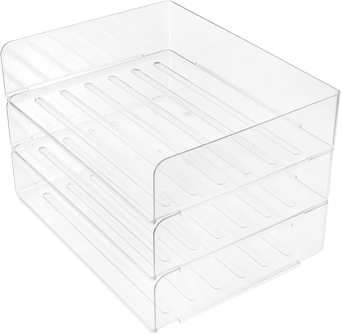 COHEALI Stackable Desk Organizer Tray Transparent Wide Paper Holder for Office Desktop Storage Pet Material Document Organizer for Classroom and Home Use