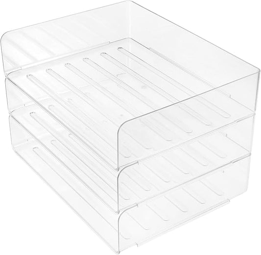 COHEALI Stackable Desk Organizer Tray Transparent Wide Paper Holder for Office Desktop Storage Pet Material Document Organizer for Classroom and Home Use