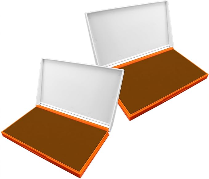 2 Pack Plastic Case Stamp Pad Large Size, Brown Color - Size: 4" x 7" - Choose from 15 Ink Colors