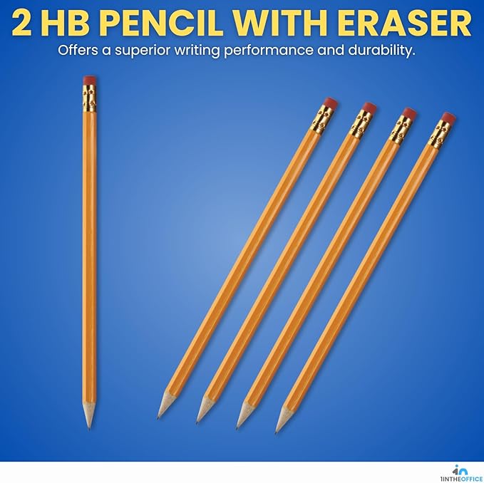 1InTheOffice Lead Pencils, Sharpened Pencils #2 HB, Wood-Cased, Black Lead, Yellow Barrel, 48 Pack