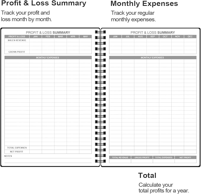 Heveboik Income & Expense Log Book - A5 Income and Expense Tracker for Small Business, Accounting Bookkeeping Tracking for Woman and Man, 5.8" x 8.3", Black