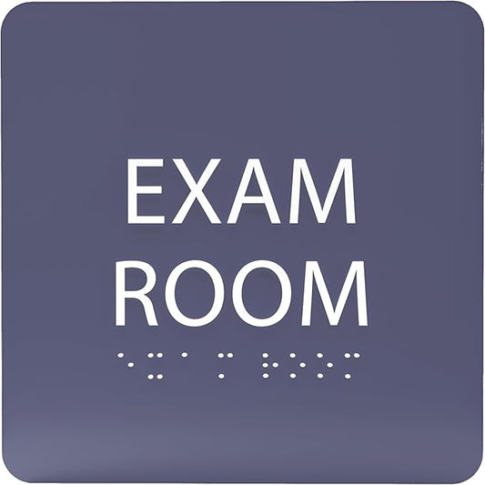 ADA CENTRAL SIGNS - 6" X6" Exam Room Sign - ADA Compliant Tactile Graphics Grade 2 Braille Text Acrylic Wall Signs - Educational Institution Directional Assistance Test Center Door Sign for Schools