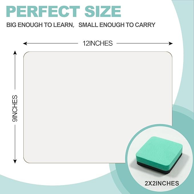 30 Pack Small White Boards, 9"x12" Double Sided Personal Dry Erase Boards Portable Handheld Whiteboards for Kids, Students, Teacher School, Include 30 Markers, 30 Erasers, 30 Pen Clips