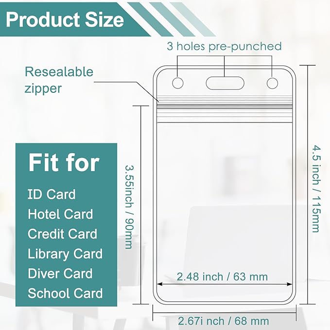 100 Pack Retractable Badge Reel Clips with 100 Pack Vertical ID Card Holders Retractable Badge Holders with Clip ID Badge Clips with Name Card Holder for Nurses Office School,Black