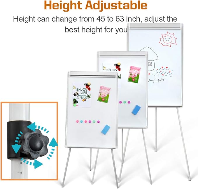 DexBoard 2-Pack 36 x 24 Inch Magnetic Dry Erase Easel Tripod Stand, Height Adjustable Portable Dry Erase Board with Flipchart Paper Pad (25 Sheets) - for Office Meetings, Training & Classroom